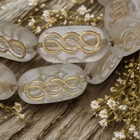 Image 1 of Czech Glass Oval Beads – Clear with Gold Wash – 18x9mm Designer Focal Beads – Set of 3