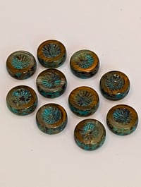 Image 5 of Czech Glass 12mm Table Cut Rounds – Kiwi Travertine Rustic Mix – 5 or 10 Beads