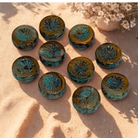 Image 1 of Czech Glass 12mm Table Cut Rounds – Kiwi Travertine Rustic Mix – 5 or 10 Beads