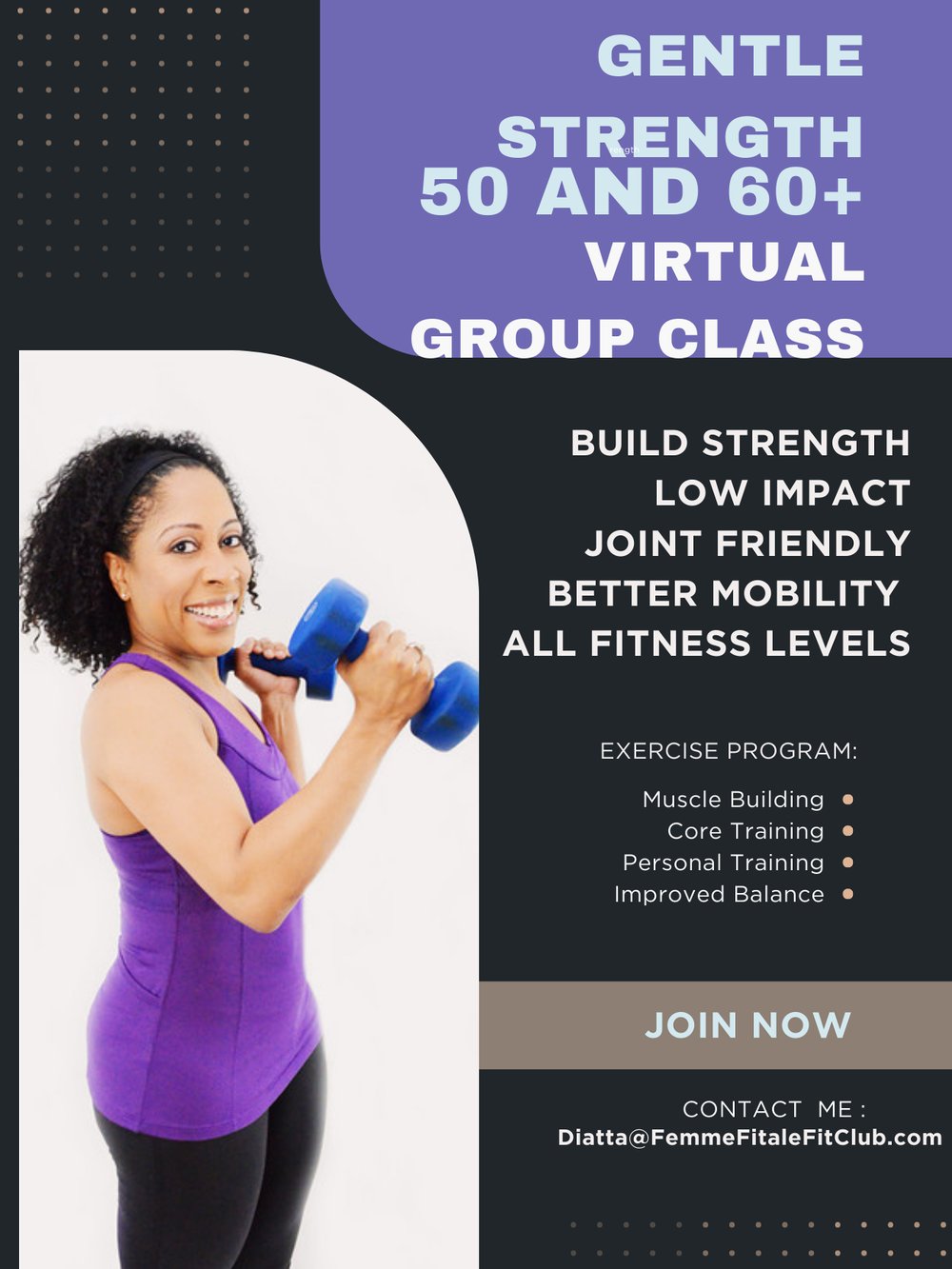 Image of Gentle Strength 50+ Virtual Group Class Registration (starts March 4, 2026)