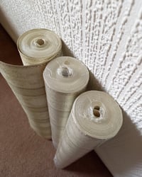 1980s Vintage Prestige Wallpaper Rolls - Embossed Sage Green Gold Stripe - (Sets of 2 or 3 Rolls) – detail view 13