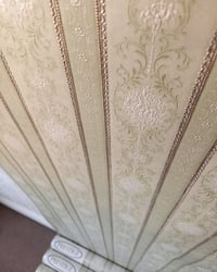 1980s Vintage Prestige Wallpaper Rolls - Embossed Sage Green Gold Stripe - (Sets of 2 or 3 Rolls) – detail view 3