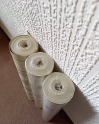 1980s Vintage Prestige Wallpaper Rolls - Embossed Sage Green Gold Stripe - (Sets of 2 or 3 Rolls) – detail view 14