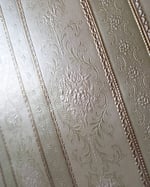 1980s Vintage Prestige Wallpaper Rolls - Embossed Sage Green Gold Stripe - (Sets of 2 or 3 Rolls) thumbnail 8