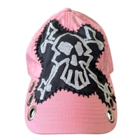 Image 2 of evil pink crossbones hat