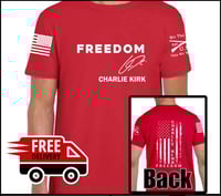 Image 1 of Charlie Kirk Freedom 1776 America Tshirt unisex Jeanie Target Store employee Tshirt