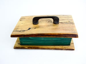 Image of Handmade Ash wood Keepsake Box with Pine, lined with felt,  Wooden Treasure box
