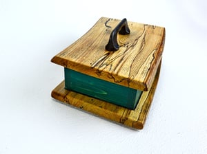 Image of Handmade Ash wood Keepsake Box with Pine, lined with felt, Wooden Treasure box