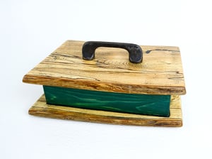 Image of Handmade Ash wood Keepsake Box with Pine, lined with felt, Wooden Treasure box