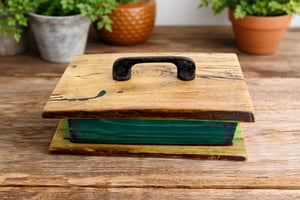 Image of Handmade Ash wood Keepsake Box with Pine, lined with felt, Wooden Treasure box