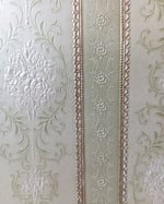 1980s Vintage Prestige Wallpaper Rolls - Embossed Sage Green Gold Stripe - (Sets of 2 or 3 Rolls) thumbnail 10