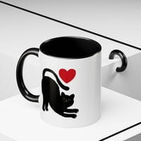Image 1 of Black Cat Heart accent coffee mug