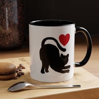 Image 2 of Black Cat Heart accent coffee mug