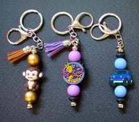 Image 1 of Handmade Beaded Keychains with Tassels, keys, driving, car, beads, key, clip, gift, bag charm, jeep