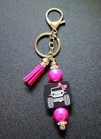 Image 2 of Handmade Beaded Keychains with Tassels, keys, key, driving, beads, tassel, jeep, clip, gift