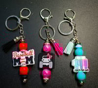 Image 1 of Handmade Beaded Keychains with Tassels, keys, key, driving, beads, tassel, jeep, clip, gift