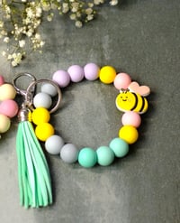Image 3 of Handmade Beaded Wristlet Keychains, tassel, purse, bee, key, keys, gift, clip, bag charm, backpack