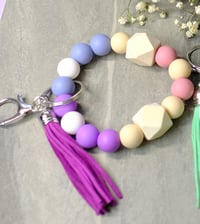 Image 2 of Handmade Beaded Wristlet Keychains, tassel, purse, bee, key, keys, gift, clip, bag charm, backpack