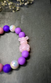 Image 4 of Handmade Beaded Wristlet Keychains, tassel, bear, purple, key, keys, clip, backpack, bag charm, cow