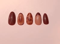 Image 1 of SHORT ALMOND BROWN TURTLE SHELL ACRYLIC NAILS