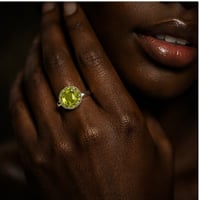 Image 3 of Pineapple Cut Peridot & Yellow Sapphire Halo Cocktail Ring