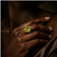 Image 6 of Pineapple Cut Peridot & Yellow Sapphire Halo Cocktail Ring