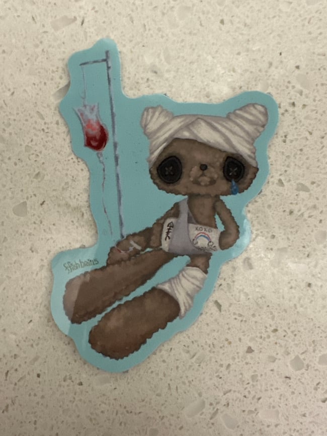 Broken teddy sticker 