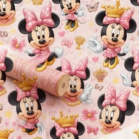 Image 2 of CROWNED PRINCESS MINNIE MOUSE FABRIC BY THE YARD 