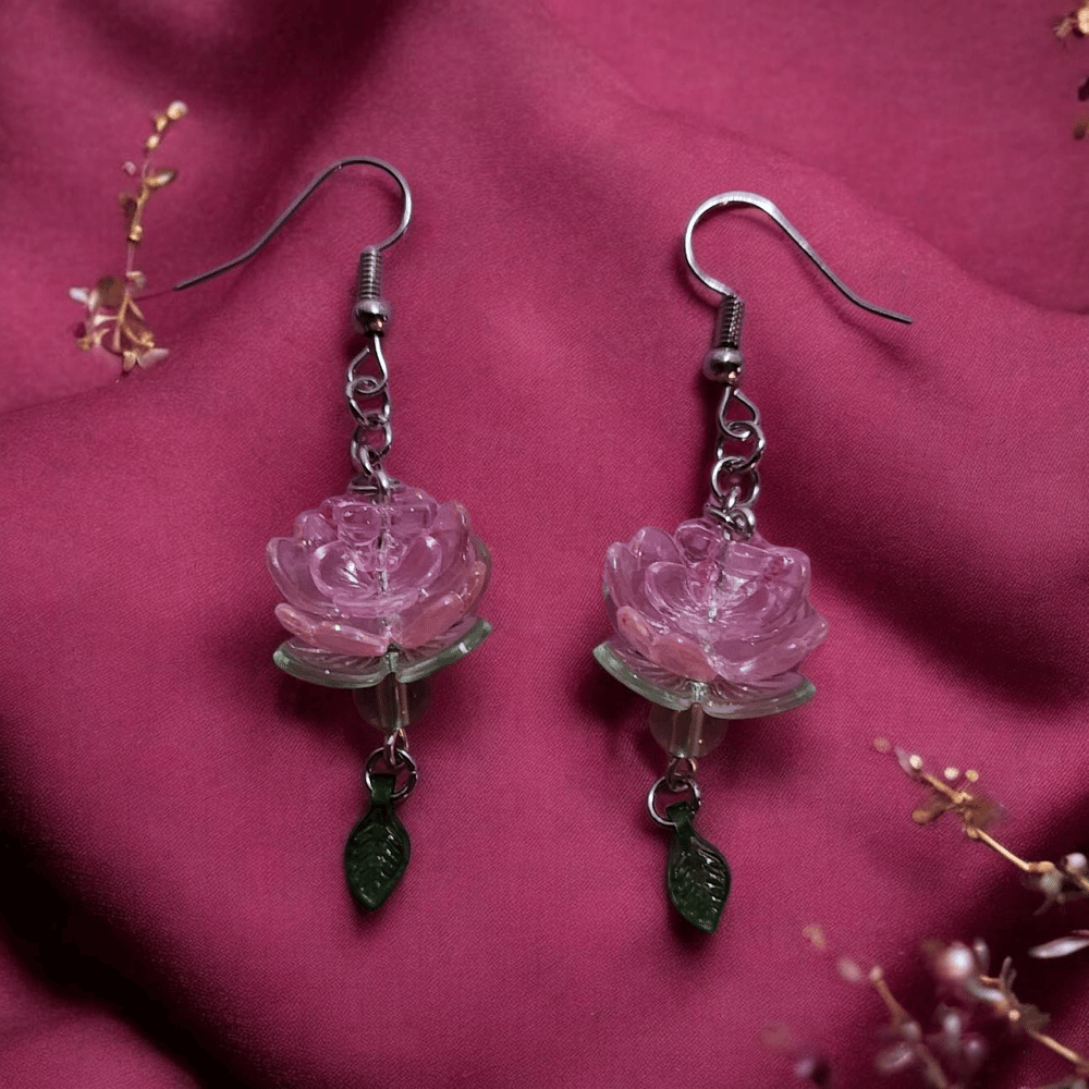 Image of PINK LOTUS EARRINGS