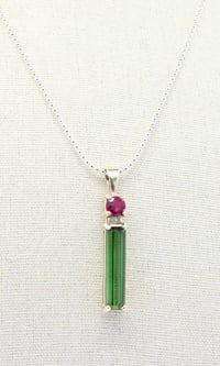 Image 1 of pink & green tourmaline pendant