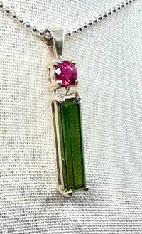 Image 2 of pink & green tourmaline pendant