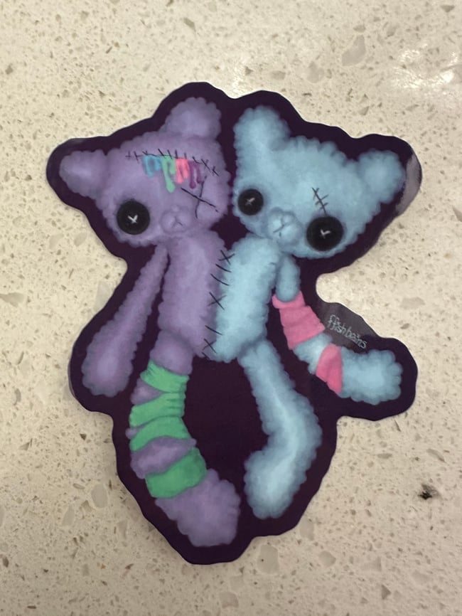 Conjoined bear sticker