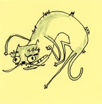 Grey cat traditional tattoo