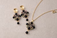 Image 2 of Midnight Aurora Crystal Set – Black & Iridescent Gold Statement Necklace and Earrings