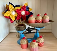 Image 4 of 🧁 Rustic Faux Cupcakes – Decorative Clay Strawberry Cupcake Set (Set of 3)