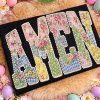 Patchwork “AMEN” Pearl Appliqué Tee 