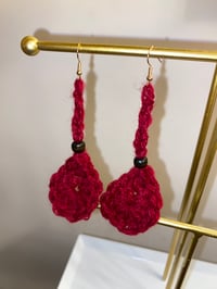 Image 1 of Handmade Red Crochet Earrings