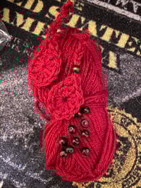 Image 3 of Handmade Red Crochet Earrings