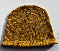 Image 4 of Pure Linen Bright Yellow Black Isle Beanie Hand Knitted