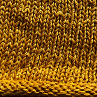 Image 3 of Pure Linen Bright Yellow Black Isle Beanie Hand Knitted