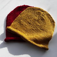 Image 4 of Bright Red Pure Linen Black Isle Beanie Hand Knitted