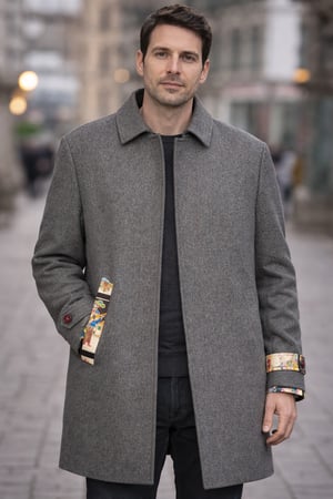 Image of Mens slim fit wool coat/day of dead design 