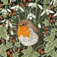Image 2 of ROBIN AND SNOWDROP GREETING CARD