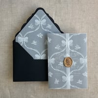 Image 7 of Genie floral bow white ink printed vellum wrap for 5x7 inches card PACK of 10