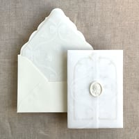 Image 5 of Genie floral bow white ink printed vellum liner A7 euro flap envelope PACK of 10