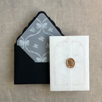 Image 6 of Genie floral bow white ink printed vellum liner A7 euro flap envelope PACK of 10