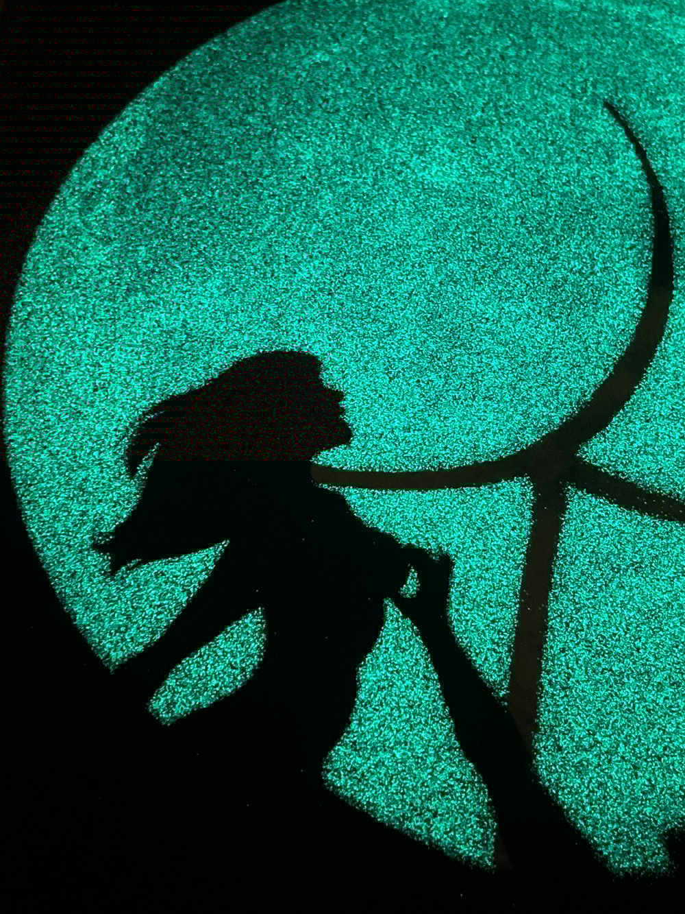 Image of "La Fesse Cachée de la Lune" phosphorescent cyanotype  