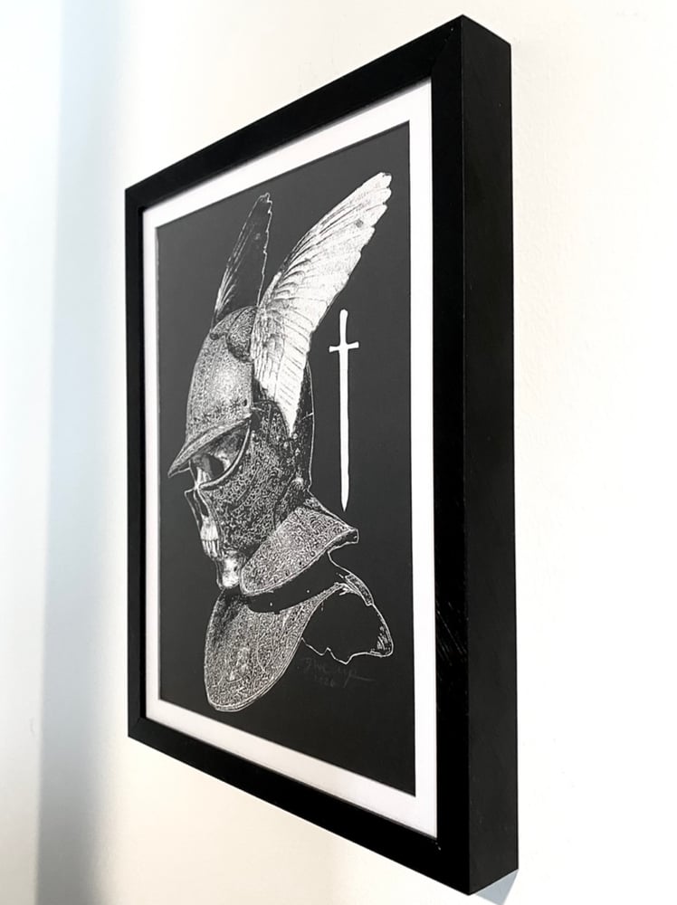 Image of 'winged helmet II' original collage