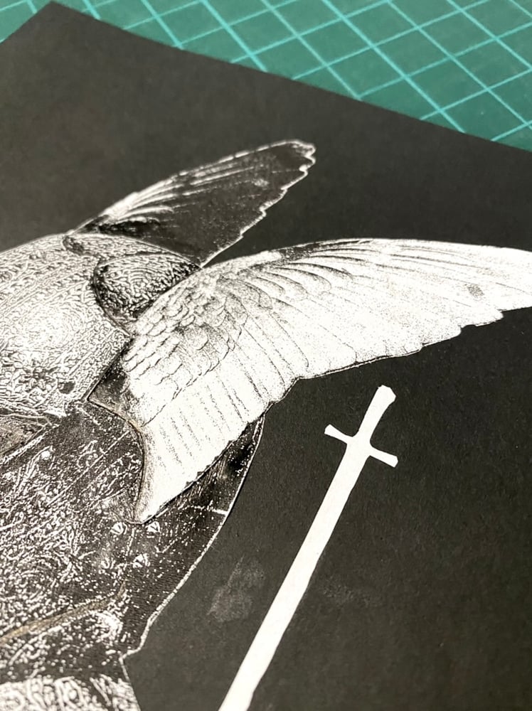 Image of 'winged helmet II' original collage