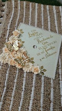 Image 2 of Custom Grad Cap Topper: Personalized Graduation Hat Decoration - Ivory